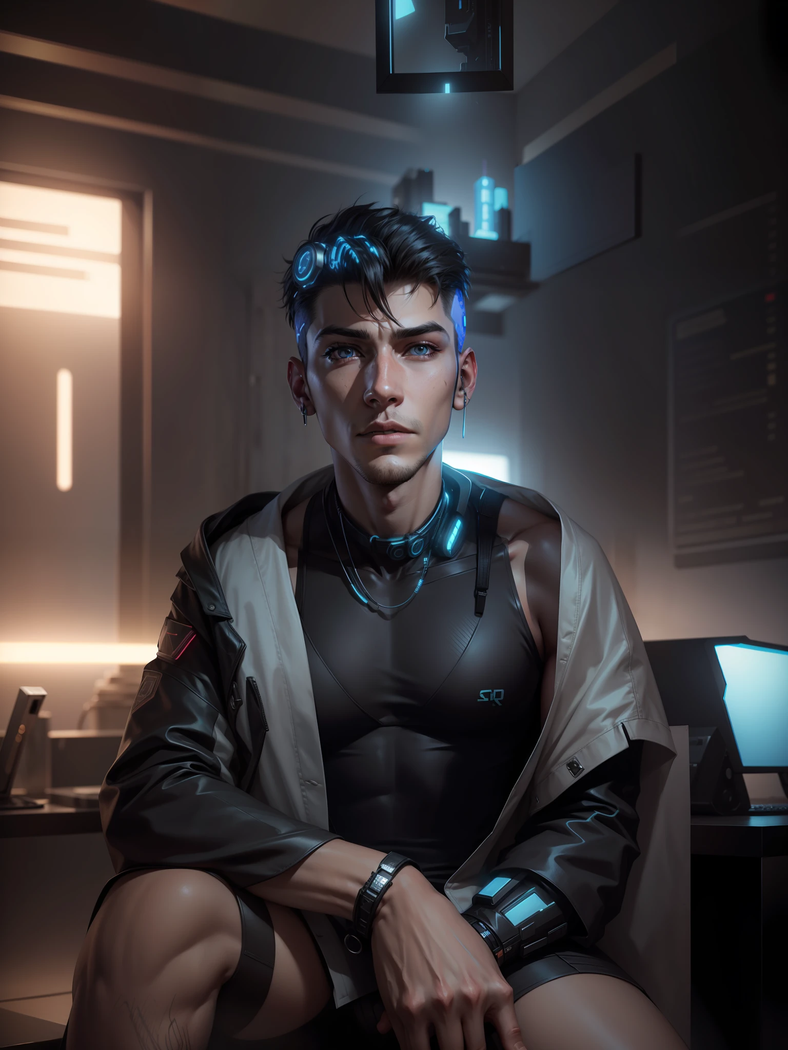 Change background cyberpunk handsome boy, realistic face, 8k, ultra realistic