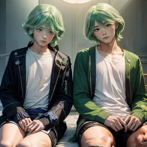 Two young men with green hair are 12 years old