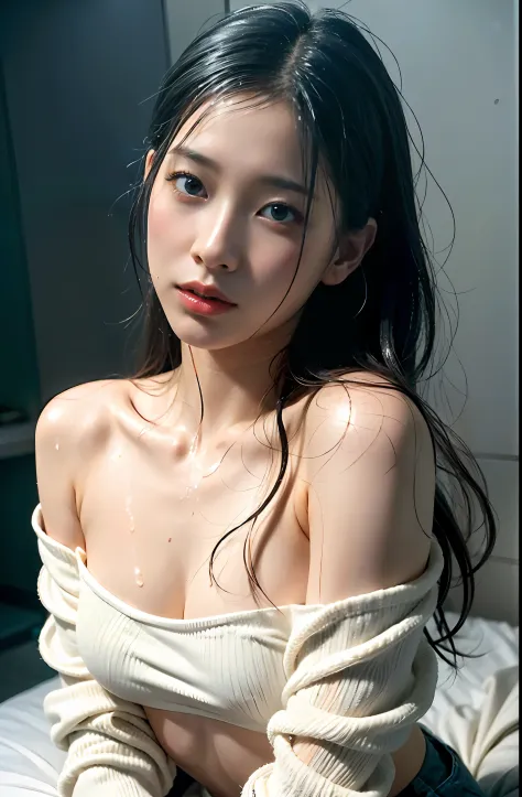 1girl, (Super:1.2), ((Off-shoulder white shirt:1.2)), RAW Photos, (Photorealistic:1.37, Realistic), High Definition CG unified 8K wallpaper, Watch Viewer, (HQ Skin:1.8, Glossy Skin), 8K UHD, DSLR, Soft lighting, High Quality, Film Grain, FUJIFILM XT3, (Upp...