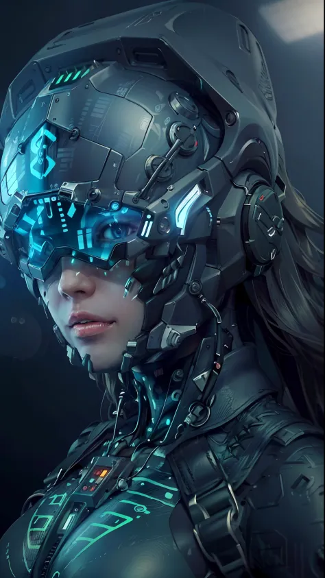 ((Best quality)), ((masterpiece)), (highly detailed:1.3), 3D,rfktr_technotrex, beautiful cyberpunk woman with voluminous hair ha...