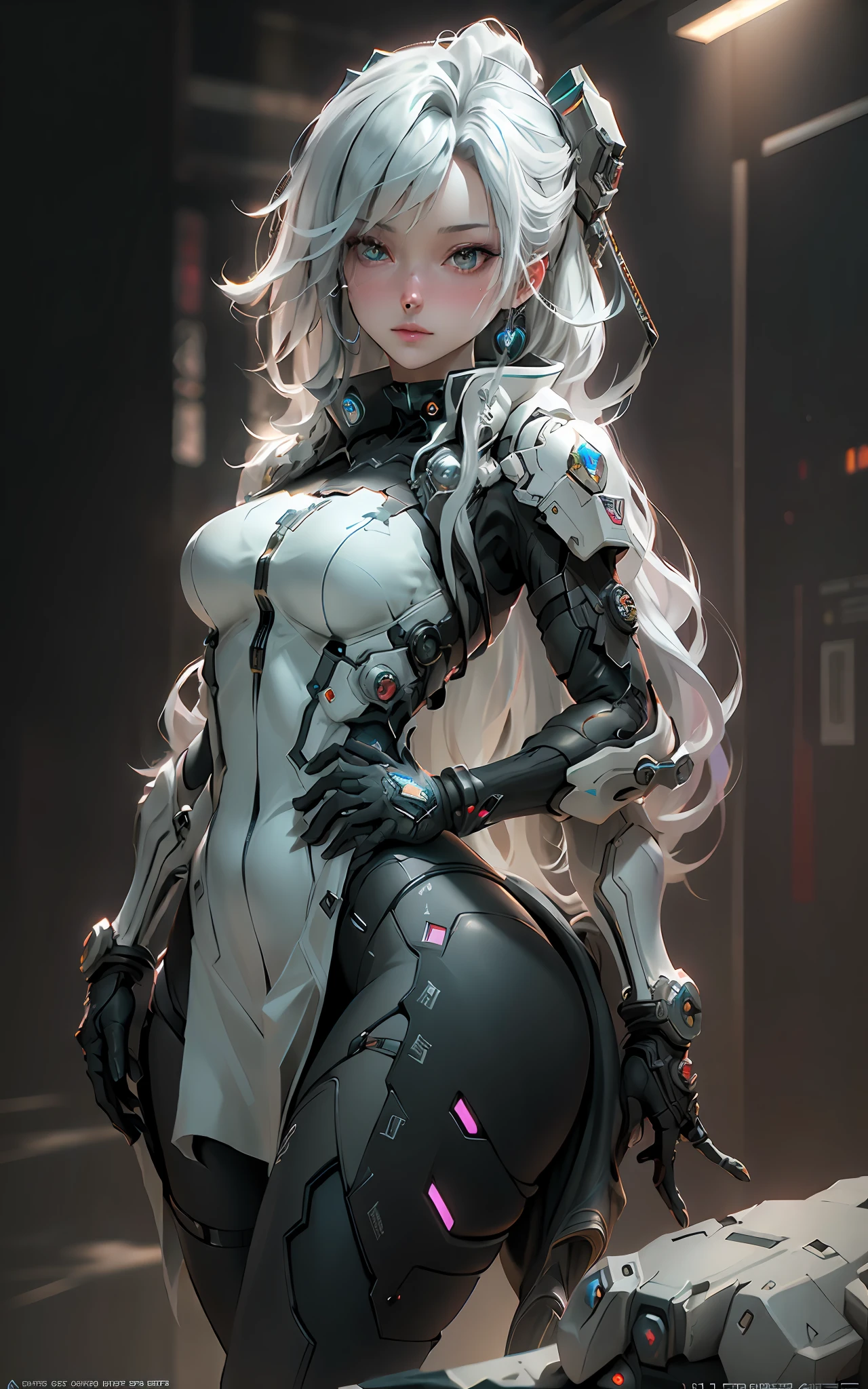 ((Best quality)), ((masterpiece)), (detailed:1.4), 3D, an image of a beautiful cyberpunk female,HDR (High Dynamic Range),Ray Tracing,NVIDIA RTX,Super-Resolution,Unreal 5,Subsurface scattering,PBR Texturing,Post-processing,Anisotropic Filtering,Depth-of-field,Maximum clarity and sharpness,Multi-layered textures,Albedo and Specular maps,Surface shading,Accurate simulation of light-material interaction,Perfect proportions,Octane Render,Two-tone lighting,Wide aperture,Low ISO,White balance,Rule of thirds,8K RAW,