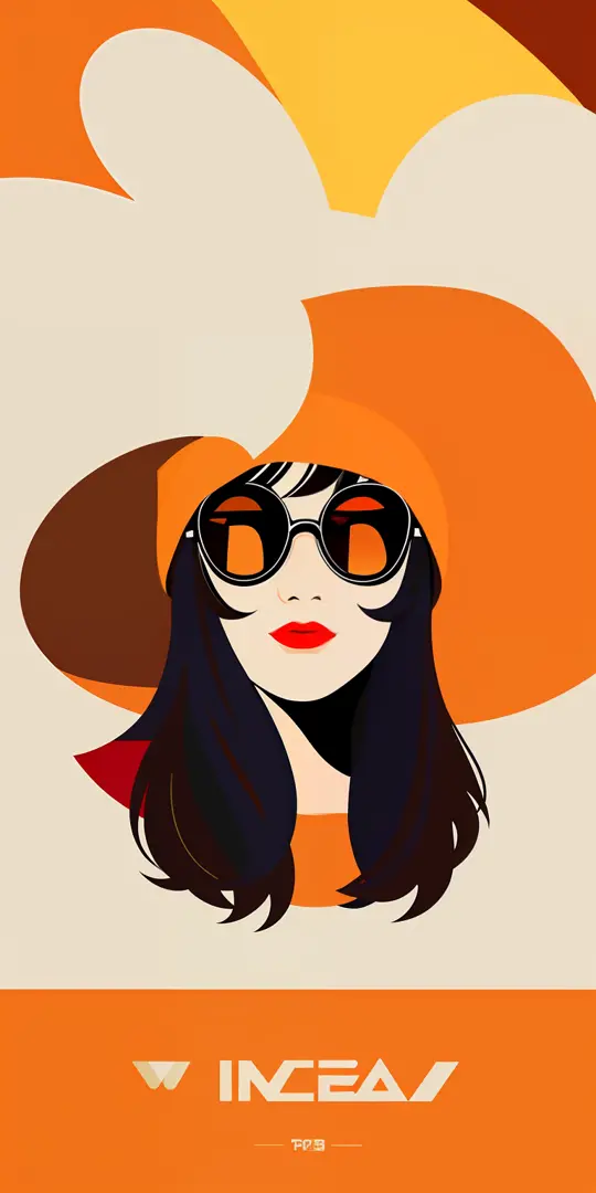 There was a woman with a hat and sunglasses on her face, in style of digital illustration, Illustration style, 2D illustration, ...