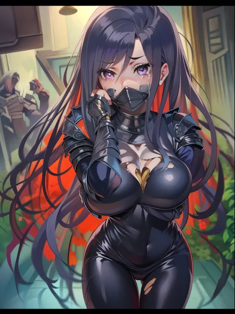 One girl,full bodyesbian, torn cloth, Open legs, hand behind head, Underarms,  Cry, Tears, Humiliated, 浴室,Long hair,Heart-shaped pupils, black latex bodysuit, Torn clothes, ripped apart, ball gagged, upper legs,Pathetic,exhibitionism