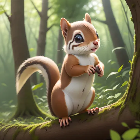 start with a small squirrel, a heartwarming story is about to unfold。in the beautiful forest, a cute little squirrel lives there...