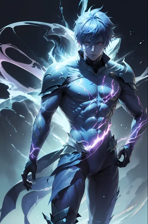 epic anime style, purple lightning, evil temperament, 20-year-old male shadow assassin, glowing black aura, shadow supervisor, h...