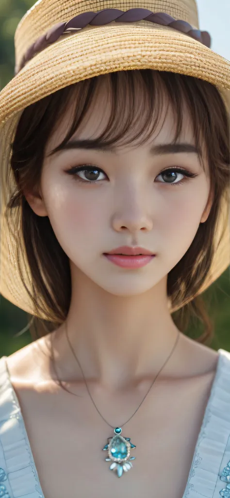 In a mesmerizing (close-up:1.4), the (Korean:1.3) girl's porcelain skin glows with a delicate luminosity, while her enchanting e...