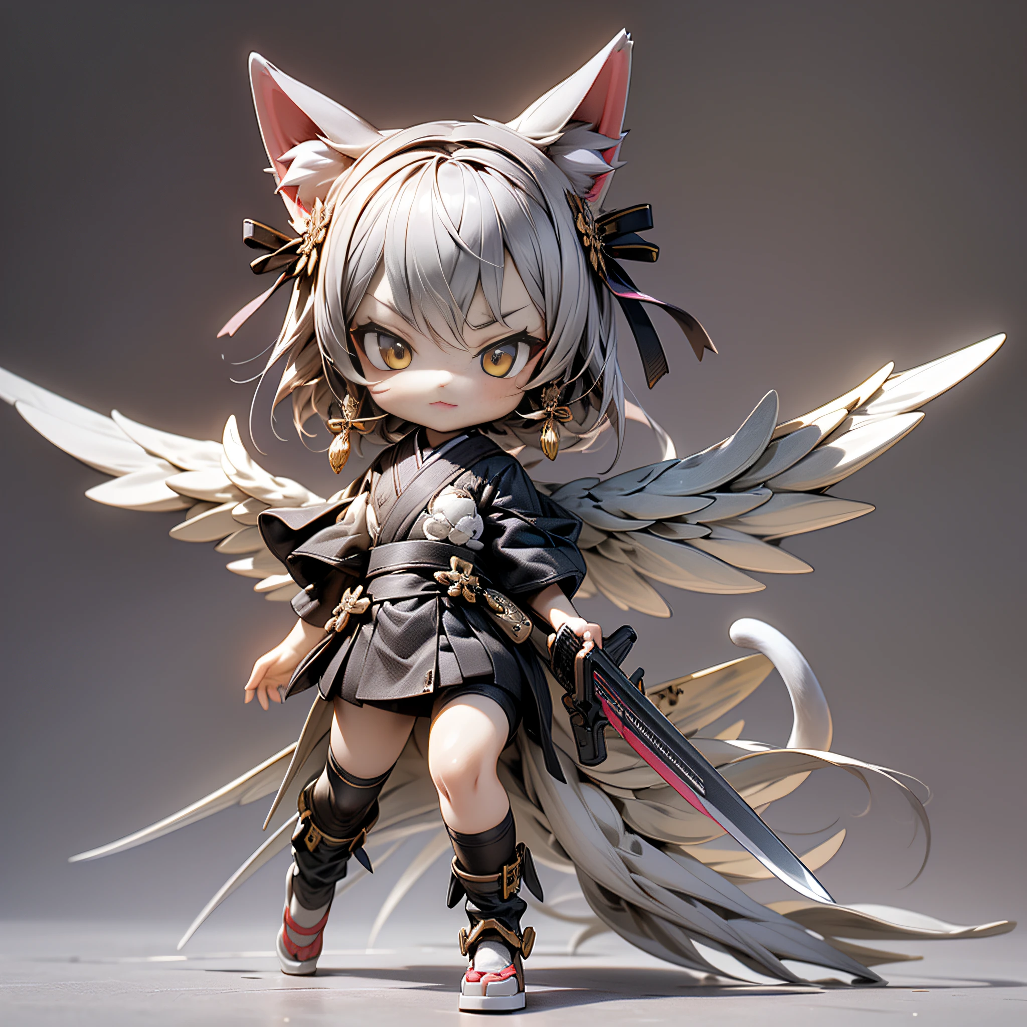 ( Mega Mini, The body is steel................., Metal., chibi, The legs are steel................., Metal., blink, The wings are steel................., Metal., My favorite cat ears, The gun is metal steel................., Beam Katana)