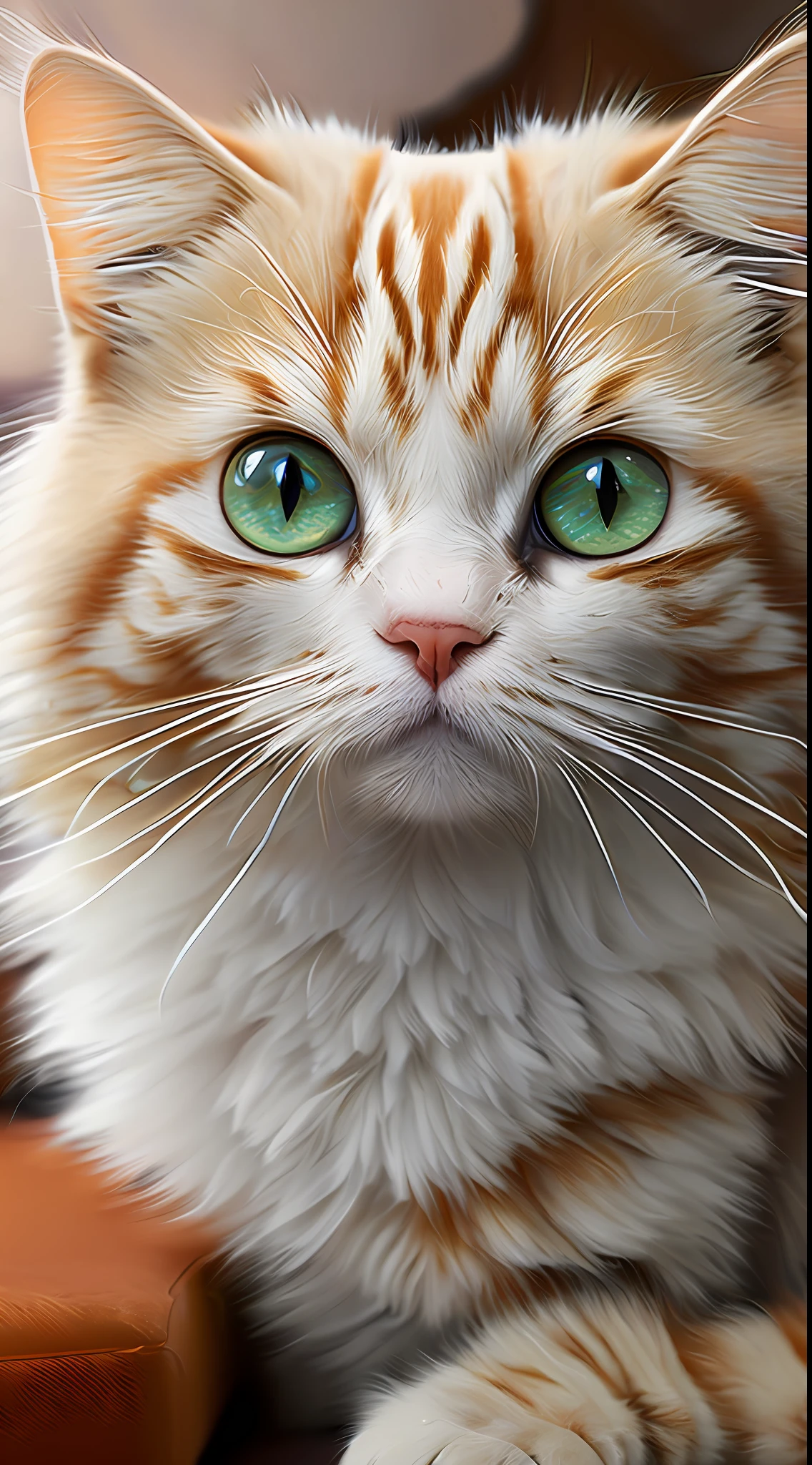 (extremely detailed CG 8k wallpaper, masterpiece, best quality, ultra detailed, high resolution), (best lighting, best shadow, an extremely delicate and beautiful), dynamic angle, floating, high saturation,

[Persian cat photo, detailed and beautiful blue eyes, white fur with orange spots, cat ears, collar with a bell, (playful: 1.3), cute expression, long, fluffy whiskers, cute paws, (toy: 1.2) , looking at the viewer, long shot]: 0.9