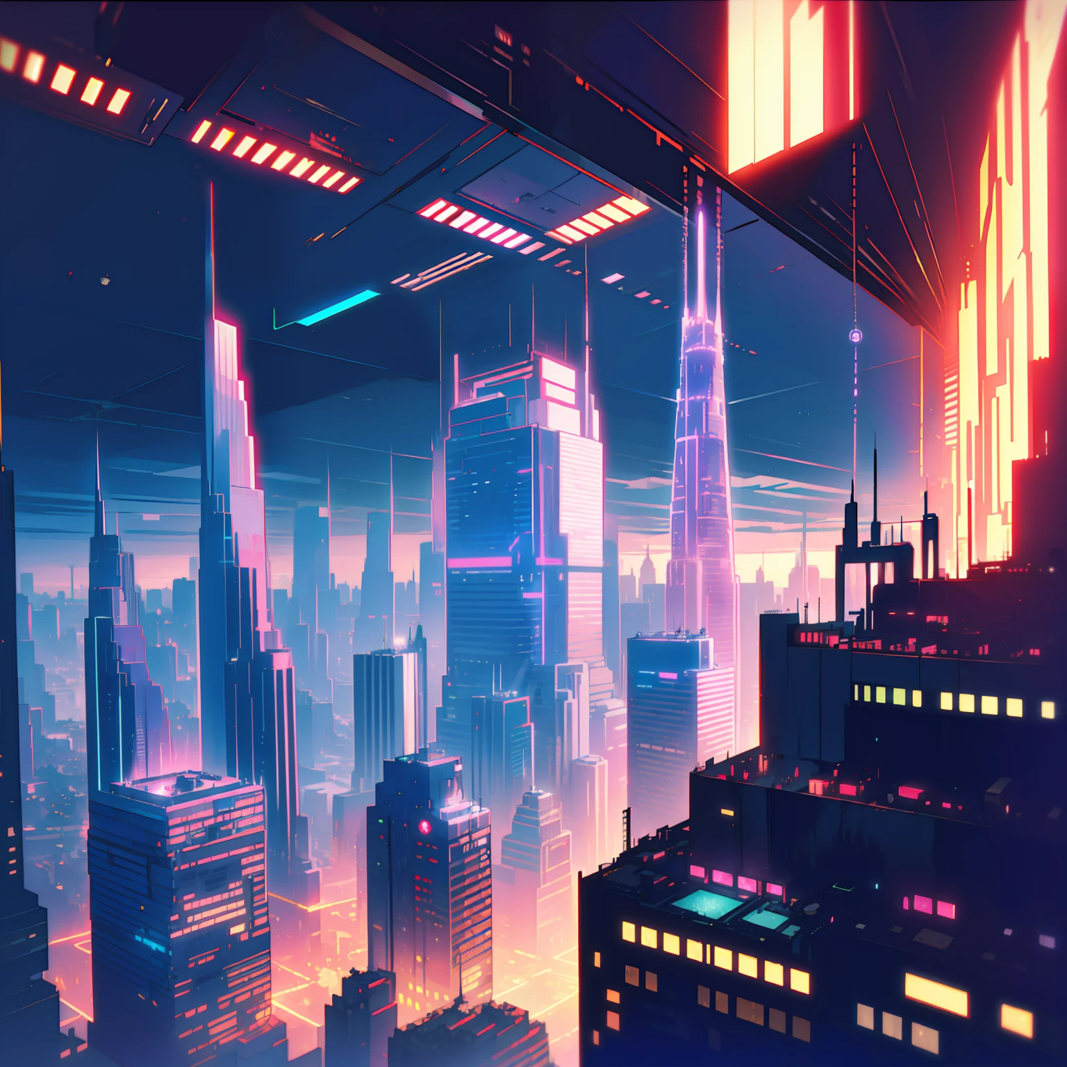 Surreal cityscape photography (futuristic space station|Glittering metal halls and neon cafes)，Ultra-realistic，Joann McMiller's masterpiece，SENSE OF CINEMA，Atmospheric，composition，Cityscape，sense of wonder，8K。