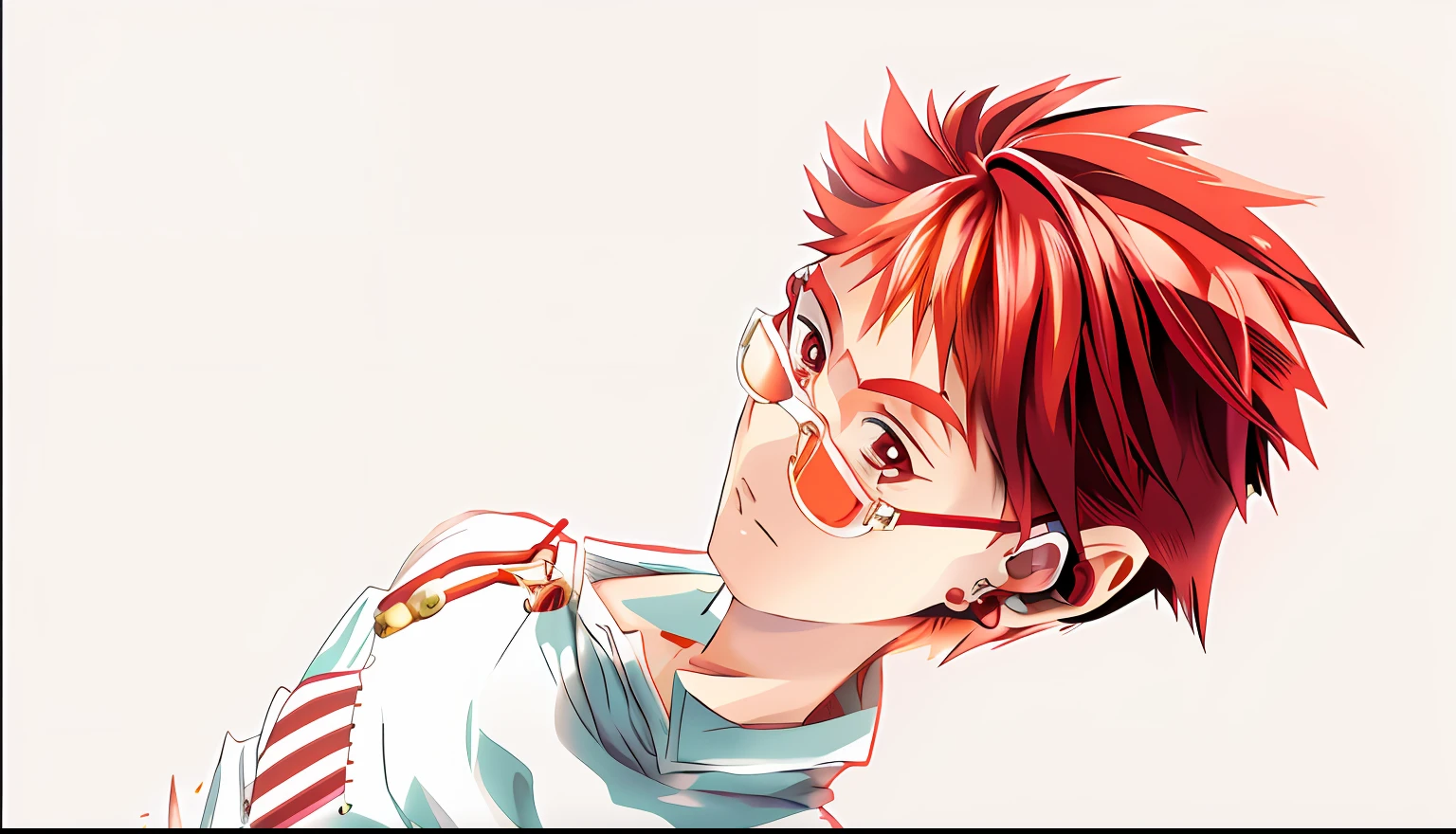 anime boy with red hair and glasses talking on a cell phone, orange - haired anime boy, inspired by Yumihiko Amano, makoto kano, kentaro miura!, kentaro miura manga art style, made with anime painter studio, kentaro miura art style, manga style of kentaro miura, toru narita, anime boy