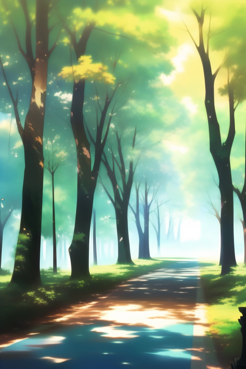 Ein Gemälde eines Parks，In der Mitte gibt es Bäume und Bänke, Anime-Natur-Hintergrundbild, Anime-Hintergrundkunst, Anime Natur, Anime Landschaft Hintergrundbilder, wunderschöne Anime-Landschaft, Anime-Hintergründe, Anime Landschaft, Anime-Landschaft, Anime-Kunst-Tapete 4k, Anime-Kunst-Hintergrundbild 4k, Anime-Landschafts, Anime schöne Friedensszene, Landschaftskunstwerk, Landschaft Tapete, Anime-Kunst-Tapete 8 K