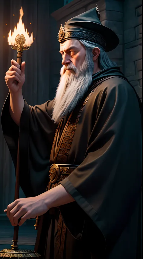 Create a photorealistic image of a warlord wizard casting a spell. Utilize state-of-the-art techniques, including HDR, CGI, VFX,...