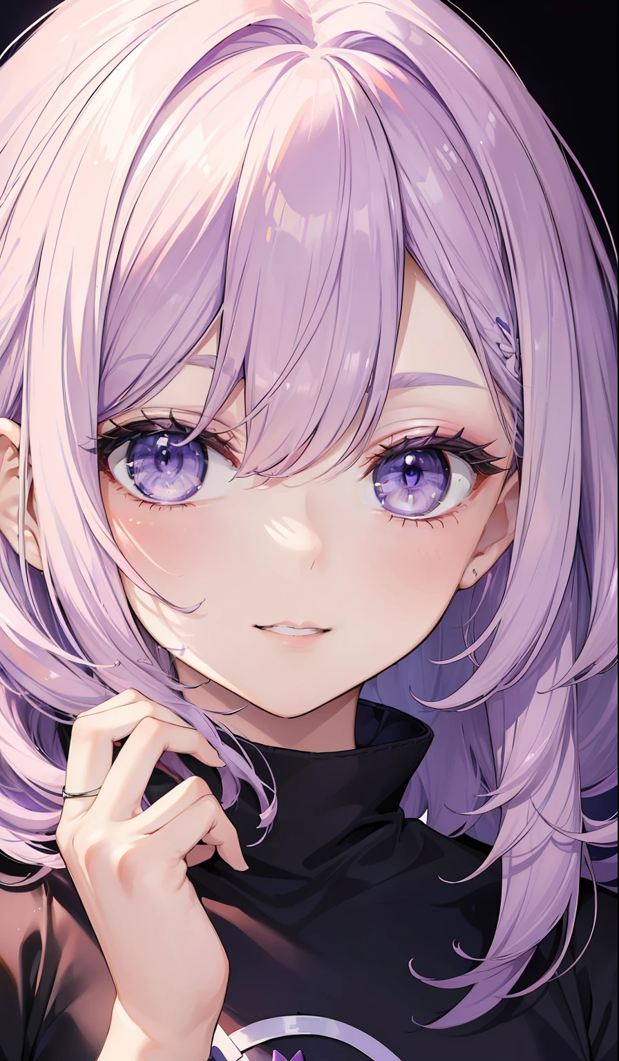 Anime girl with purple hair and blue eyes posing for a picture - SeaArt AI