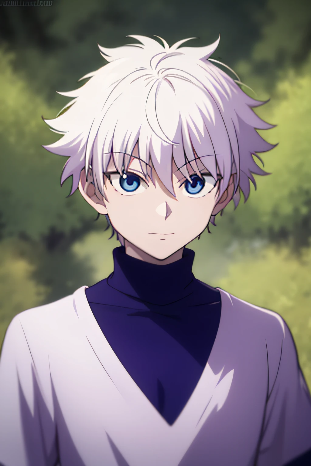 obra maestra, mejor calidad, alta calidad, 1 chico, solo, enfoque masculino, mirando al espectador, Parte superior del cuerpo, Killua_zoldyck