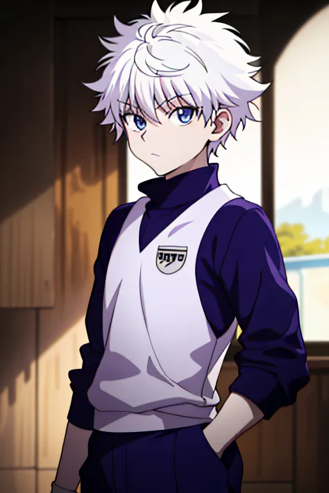 masterpiece, best quality, high quality, 1boy, solo, male focus, looking at viewer, upper body, killua_zoldyck