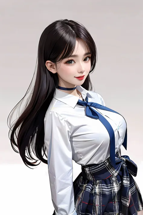 4 types of emoticons，grinning smile，weeping，helplessness，Idle，multiple angle，with a pure white background，tmasterpiece，Need，full bodyesbian，1girl，By bangs，Black choker，Black tie，brunette color hair，Blue dress，Blushlush，bangle，beauty breast，choker，Cornics，鎖...