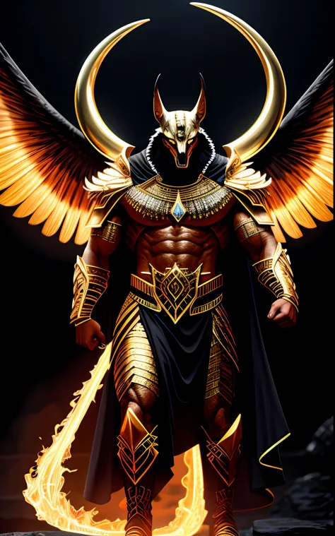 (high quality), photorealistic, (oil painting)
jewelry, (solo),
(dynamic pose), towards right, ((hell gate)), fire, hell landscape, (the underworld), (dark landscape),
anubis, egyptian jackal headed god, anthro, muscular, (holding golden scales), dynamic p...