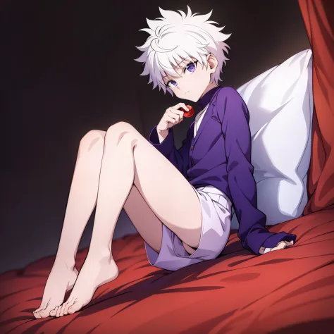 masterpiece, best quality, high quality, 1boy, solo, male focus, looking at viewer, full body, killua_zoldyck, background blood ...