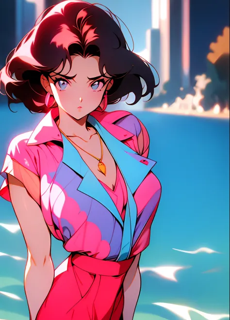 90's anime style，tmasterpiece，best qualityer，highest  quality，realisticlying，perfectanatomy，perfectface，Perfect eyes，long eyelas...