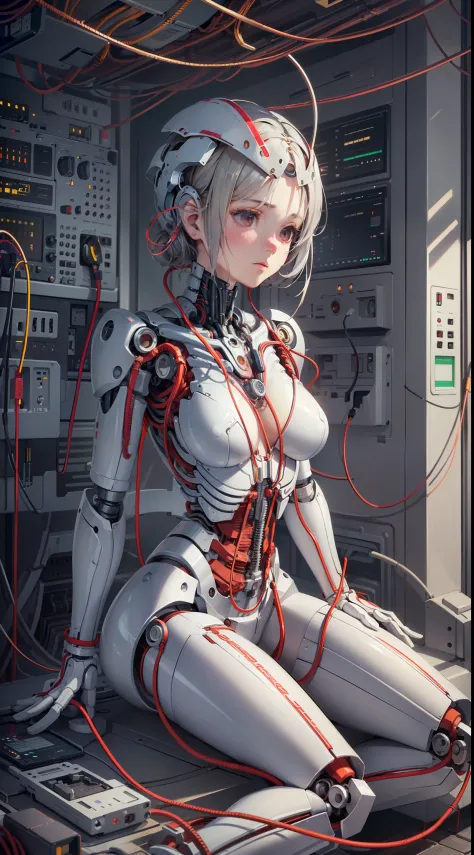 (((masterpiece))), ((((best quality)))), (((ultra-detailed))), (highly detailed CG illustration), ((an extremely delicate and beautiful)),(cute delicate face),cinematic light,((1mechanical girl)),solo,full body,(machine made joints:1.4),((machanical limbs)...