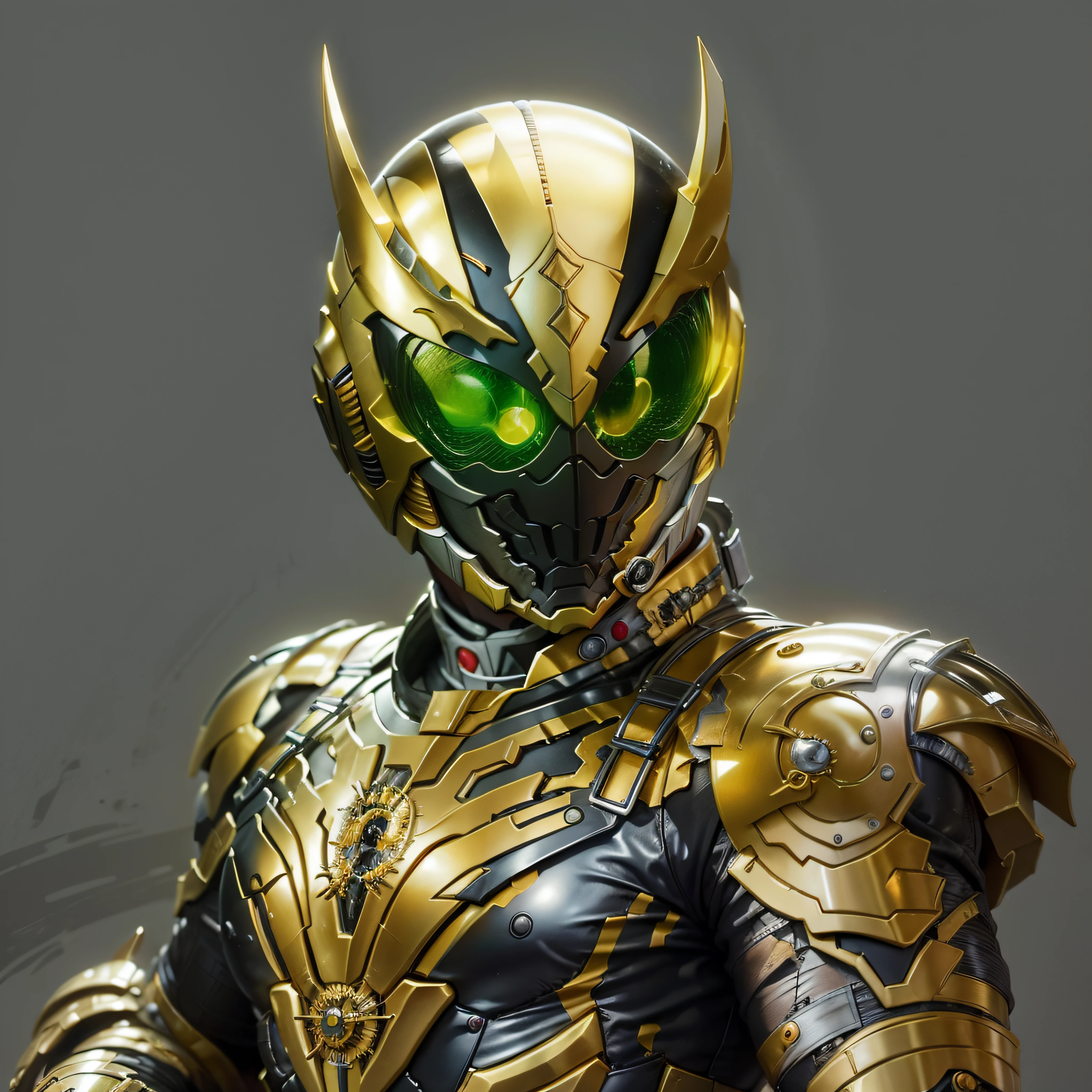 Kamen Rider, silver armor, gray and black clothes, golden TechSuit, agente secreto, Robot