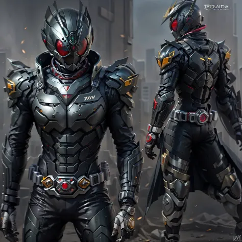 Black Kamen Rider, Armadura prateada, roupa cinzenta e preta, black TechSuit, agente secreto, Roboto