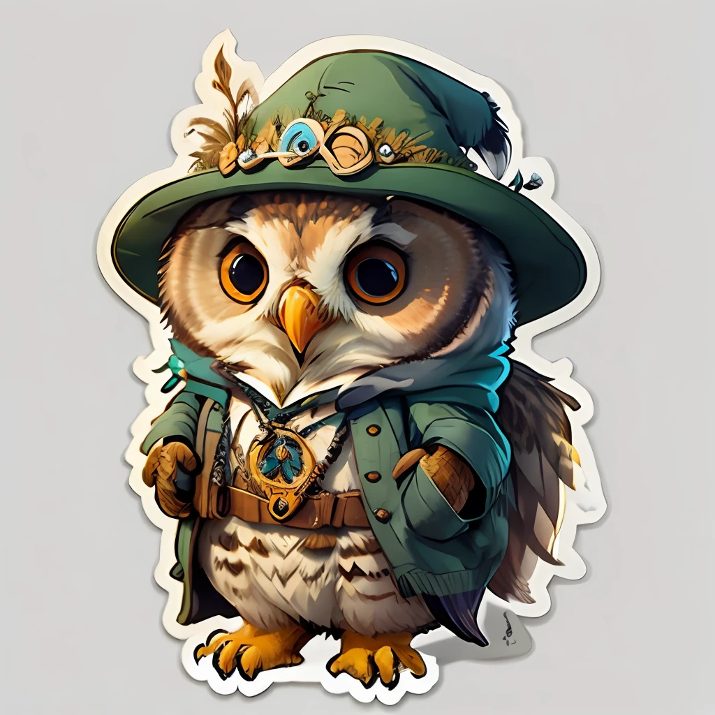 cute cartoon sticker of an owl dressed as a wizrd