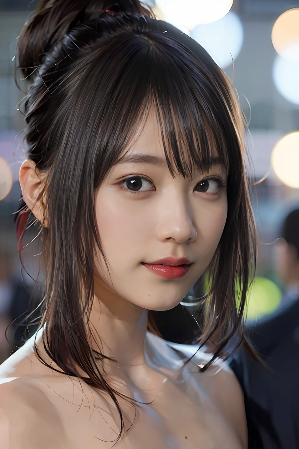 (8k、RAW Photography、top-quality、​masterpiece:1.2)、(realisitic、Photorealsitic:1.37)、ultra-detailliert、超A high resolution、女の子1人、see the beholder、beautifull detailed face、a smile、Constriction、(slim waist) :1.3)、((fullnude))、Beautiful detailed skin、Skin texture、floated hair、profetional lighting、