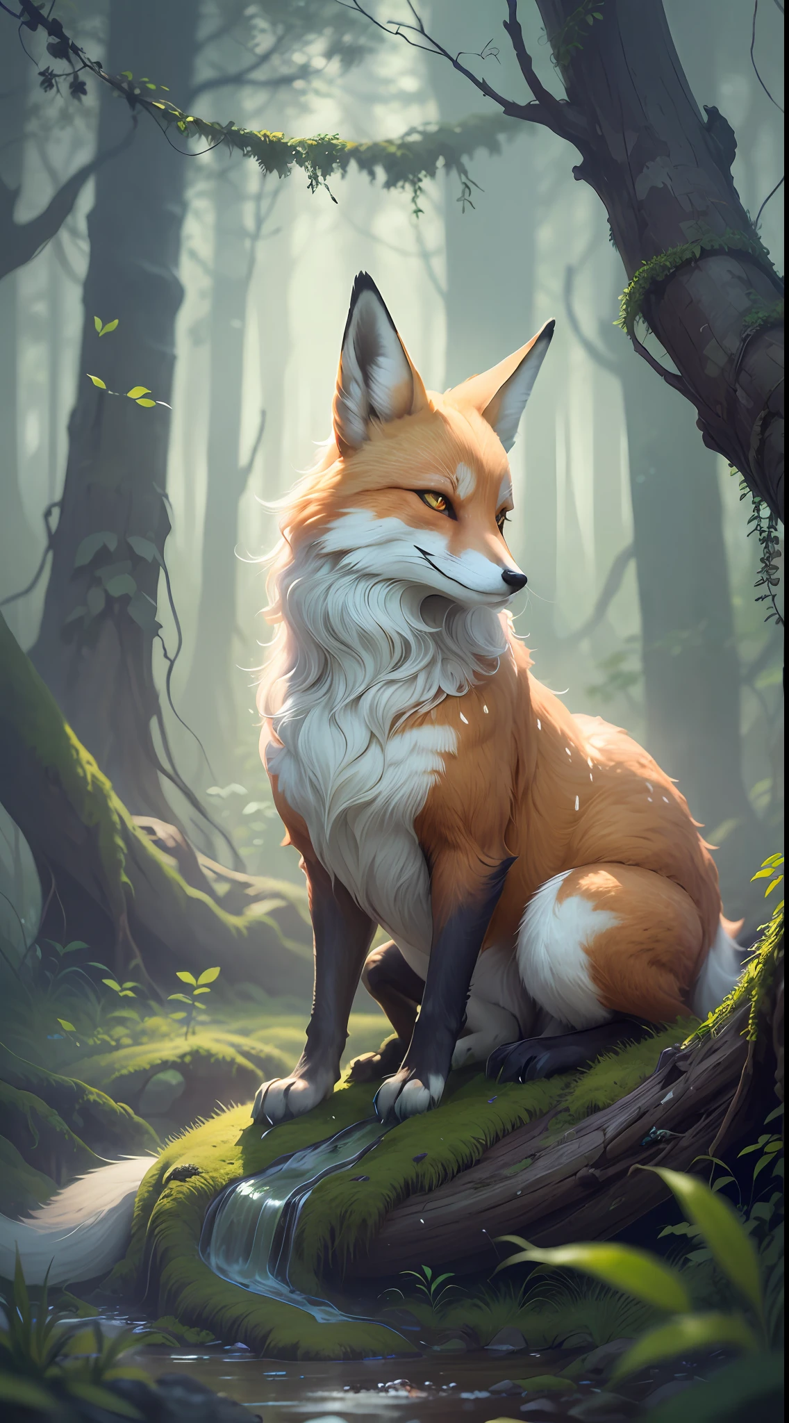 Below the fox spirit, the mist - SeaArt AI