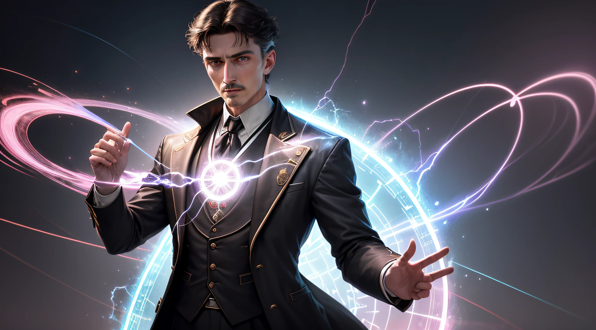 Na imagem fantasiosa de Nikola Tesla, He is portrayed as a visionary ...