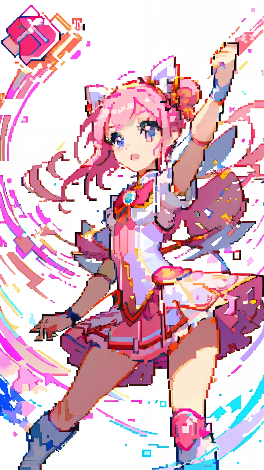 A pixel art of a girl with a sword and a pink dress - SeaArt AI