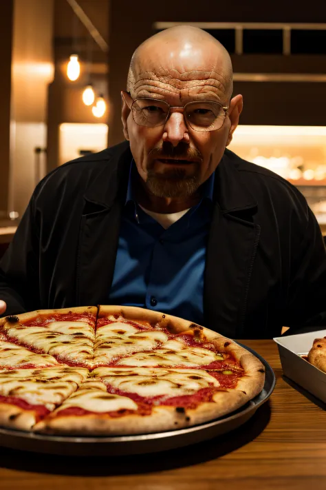 waltbrba en un restaurante, (pizza en plato:1.25), , solamente, toma de retrato, 8k uhd, dslr, alta calidad, film grain, fujifil...