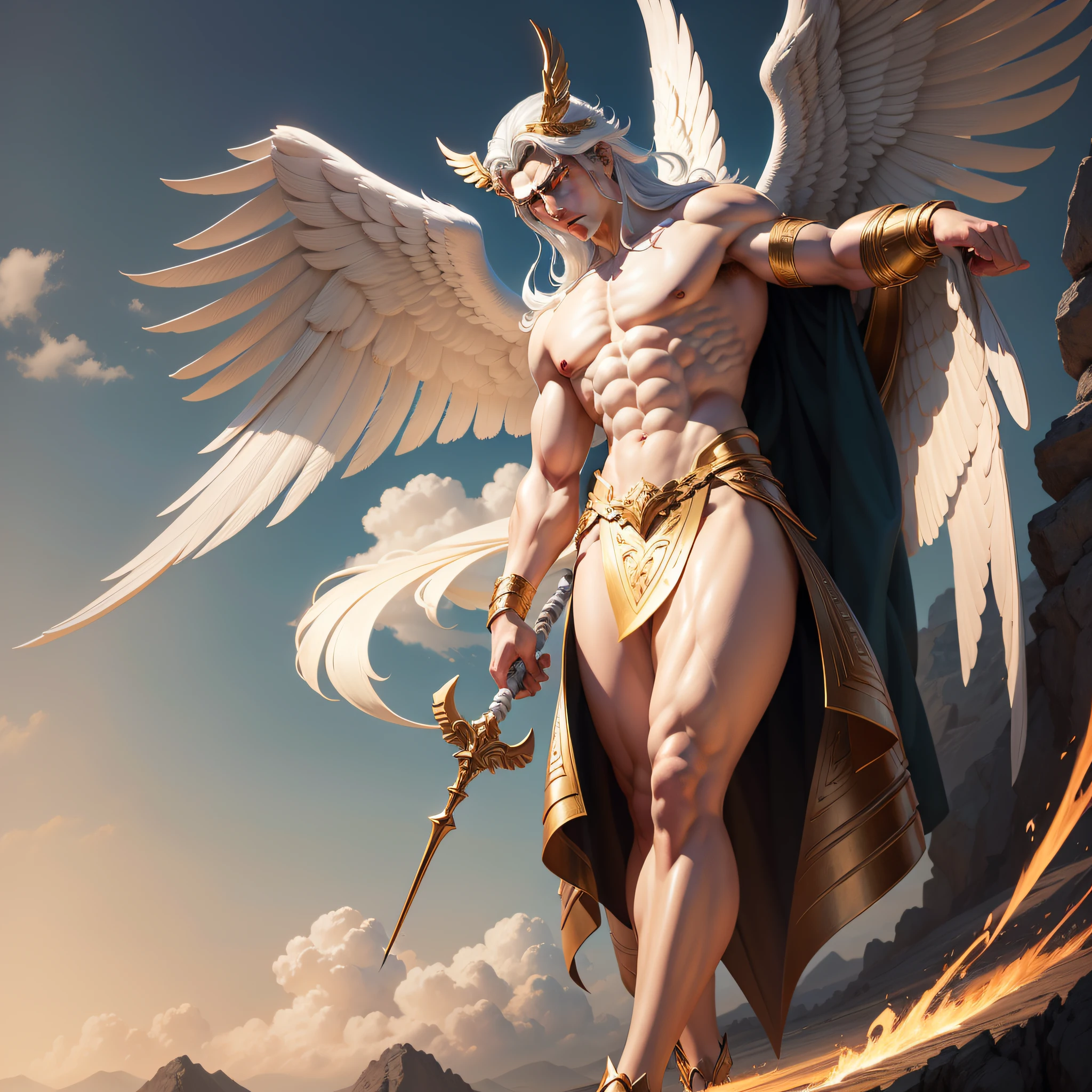 the god hermes, full - body majestic angel, greek myth digital painting ...