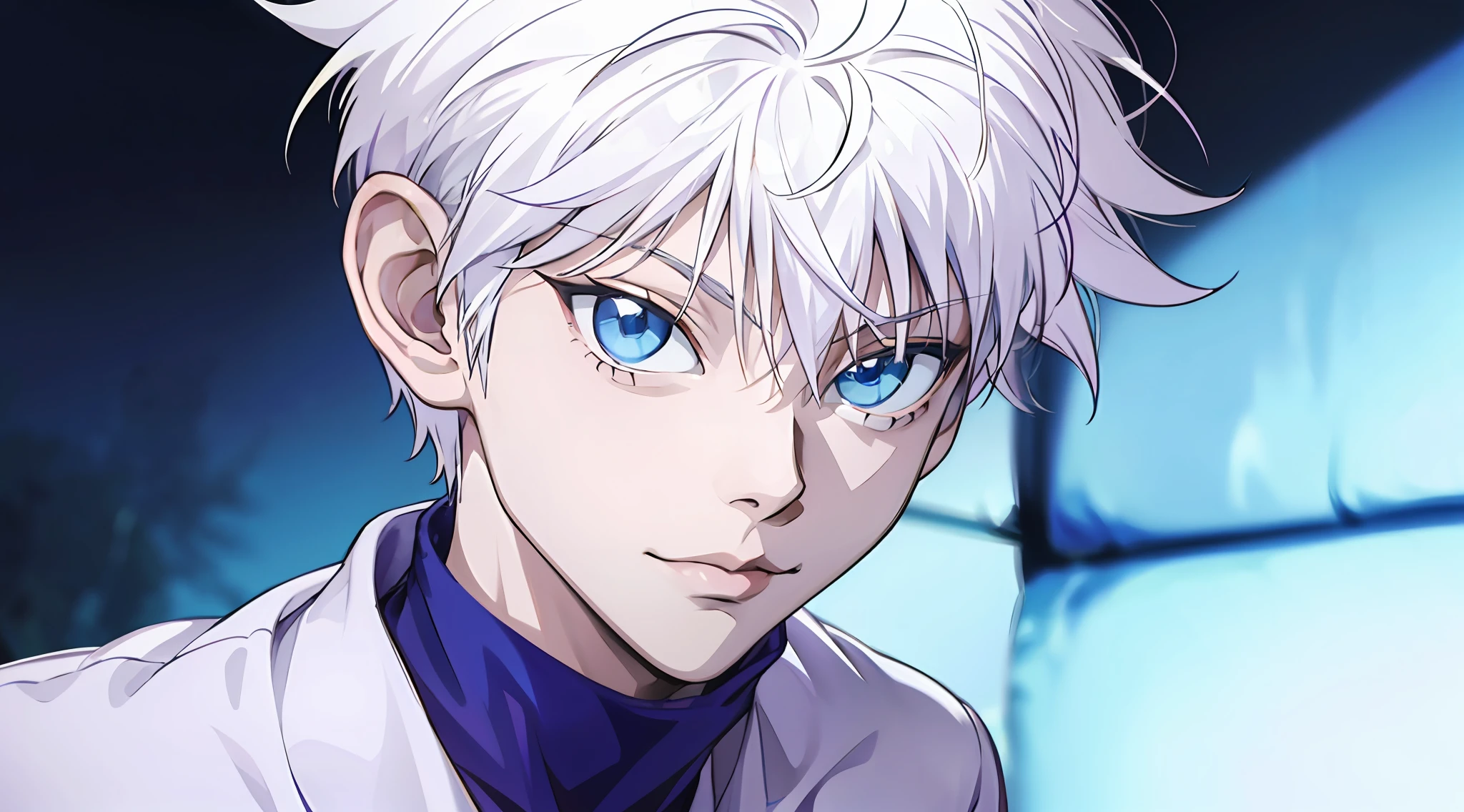 killua, olho azul, cabelo branco