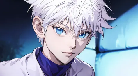 Killua, blue eye, white hair
