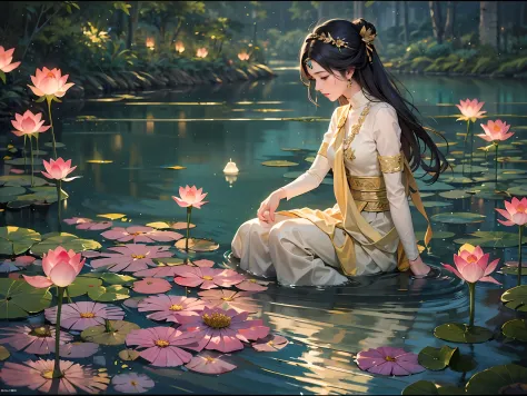 Cut a period of time and flow slowly
It flowed into the moonlight and rippled slightly
Play a small lotus with a faint fragrance
The beautiful sound of the piano fell right next to me
Fireflies light up the starlight of the night
Who added me a dream robe
...