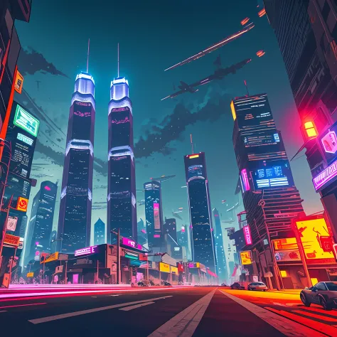 rua cyberpunk, vista lateral, estilo de jogo 2D, estilo pixel art, vendedores legais, Twin towers attacked by planes