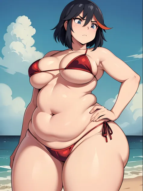 ((kipteitei)), ((masterpiece)), (((best quality))), ((ultra-detailed)), (((illustration))), detailed face, ultra cute face, detailed body, ((Line art)), (in the style of cell shaded), (vivid colors), skindentation, ((1girl)), ((solo)), matoi ryuuko, side t...