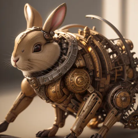 Mechanical rabbit,, extremely detailed, fine detail, hyper realistic texture perfect lighting