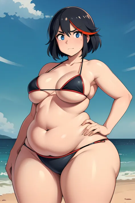 ((kipteitei)), ((masterpiece)), (((best quality))), ((ultra-detailed)), (((illustration))), detailed face, ultra cute face, detailed body, ((Line art)), (in the style of cell shaded), (vivid colors), skindentation, ((1girl)), ((solo)), matoi ryuuko, side t...