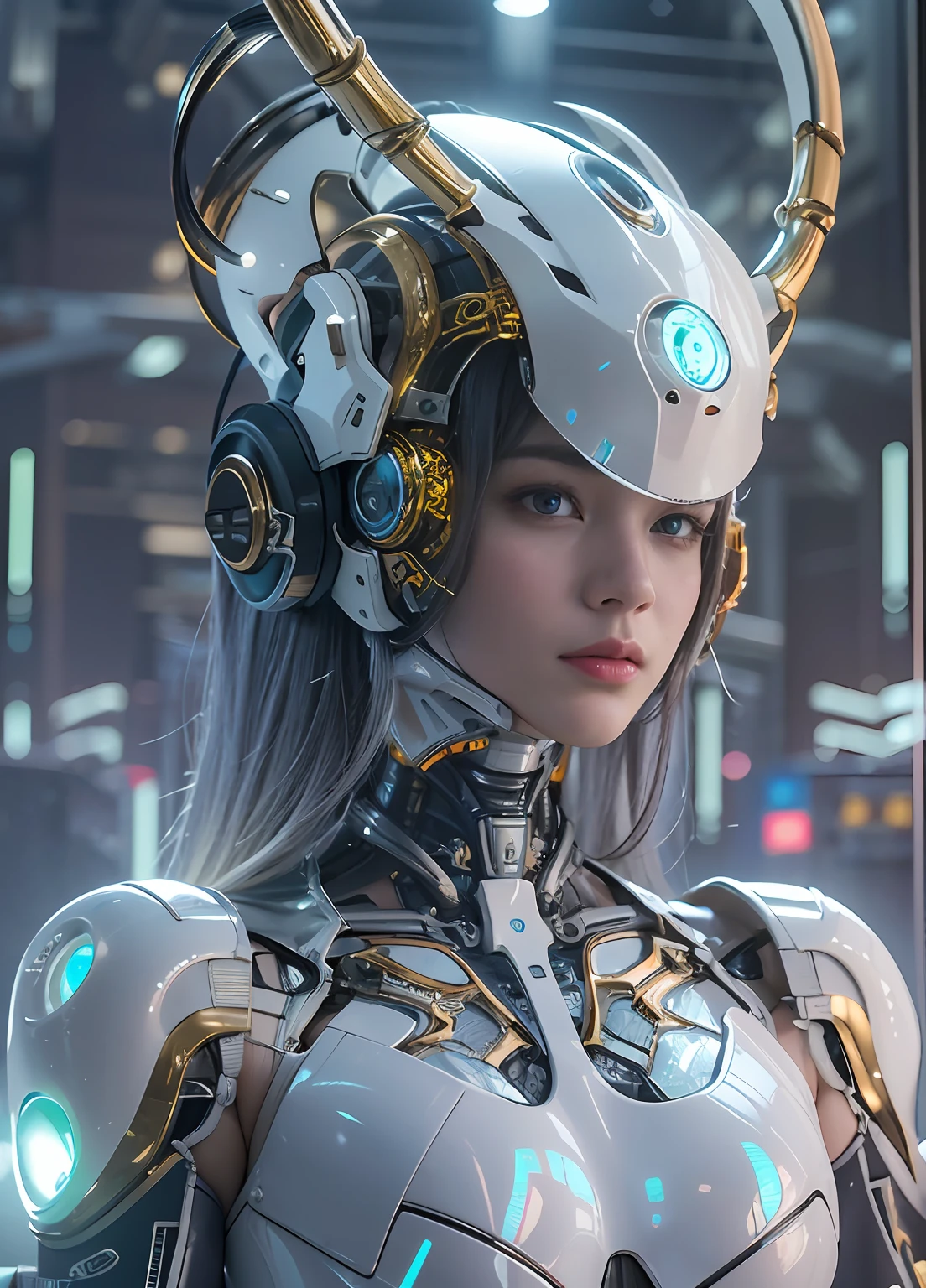 A close up of a woman in a futuristic suit with a helmet on - SeaArt AI