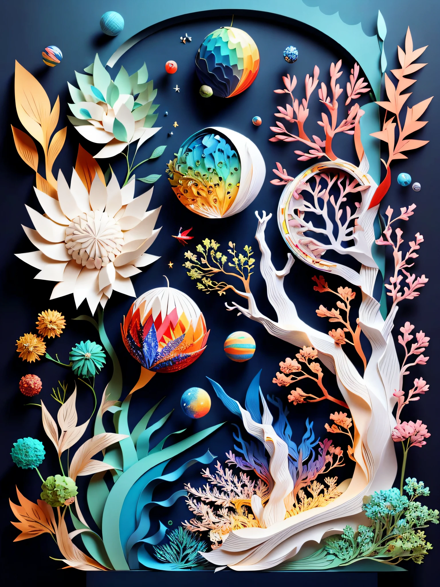 earth, water ,fire, wind , space  , paper_cut,