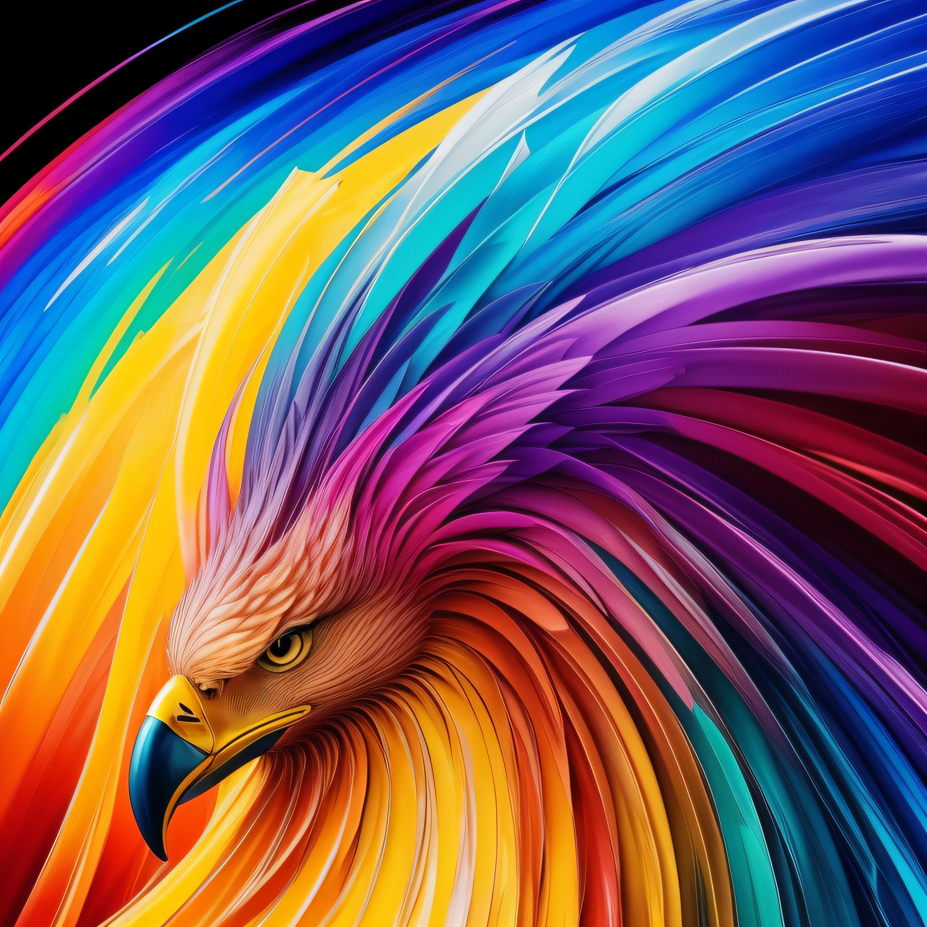 Colorful Eagle: A 28-year-old Giru, oil painting, perfect feathers 