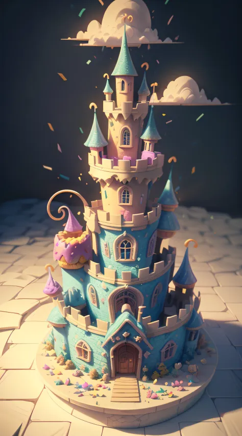 (f/2.4:1.2) (cute:1.3) (joyful:1.2) (colorful:1.2) (vibrant:1.2) (vivid:1.2) (a funny crooked castle 🏰 made with donuts:1.3) (ca...
