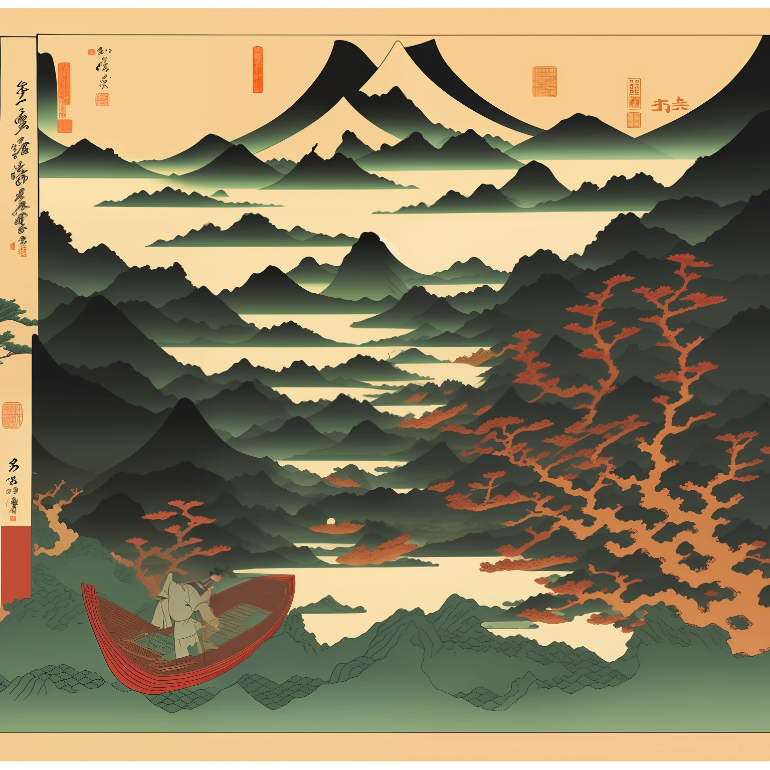 Ukiyo-e landscape painting Chinese style