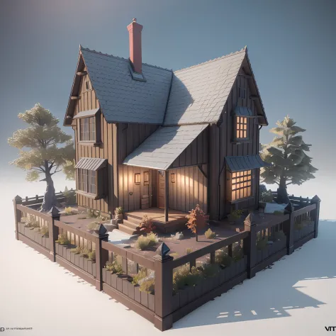 Isometric perspective,whitebackground,3D Rendering,realistic style,The Wizard's House,vray render,Art Station, hiquality, Ultra-high-definition details,Concept design,Monomer Building,cinematiclight, Very High Definition, High Details, 8K, hyper realistic,...