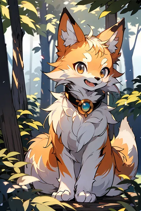 depth of fields，lighting perfect，light particules，（best qualtiy），（top-quality）（tmasterpiece），（ultra - detailed），Sharp focus，light particules，niji，eyesgod，brown_eyes，looking_at_viewer，smile，solo，furry，animal_ear_fluff，open_clothes，arctic fox，white colors，sh...