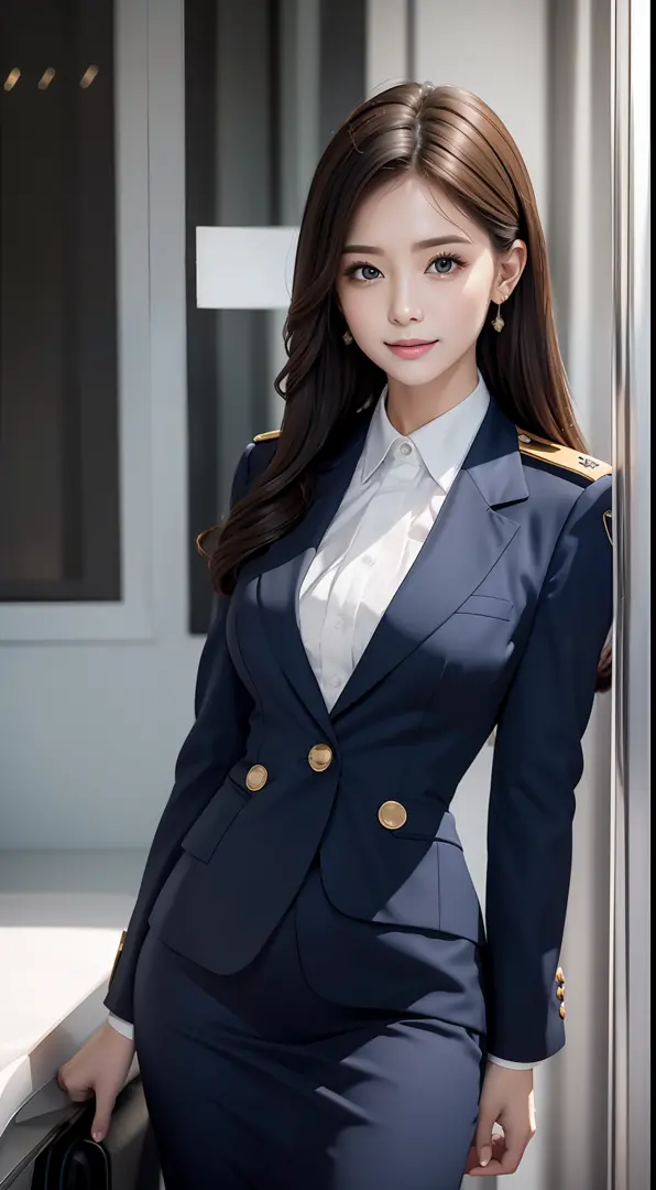 （RAW photos，HighestQuali），Full body like，The uniform of a flight attendant，（realisticlying，realisticlying：1.3），HighestQuali，tmas...