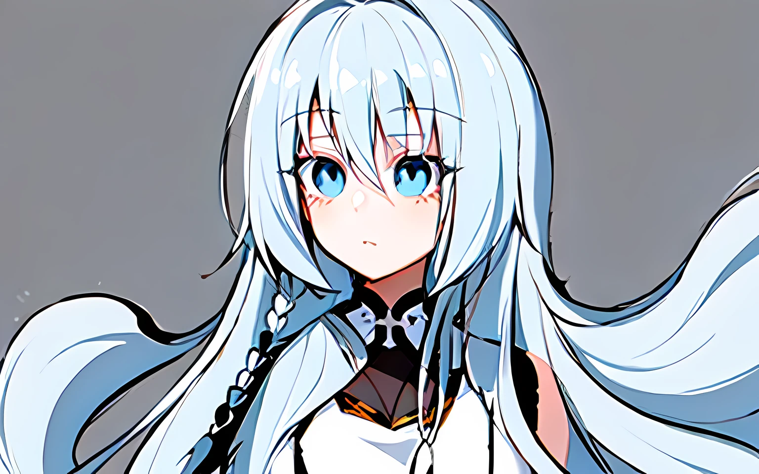 Anime girl with long hair and blue eyes, clean anime outlines, flat anime style shading, anime shading), anime shading, thick black lineart, in an anime style, anime moe art style, Detailed anime soft face, linear art, thick line art, Line sketch!!, thick lineart, subtle anime style, Anime Stylization, no shade