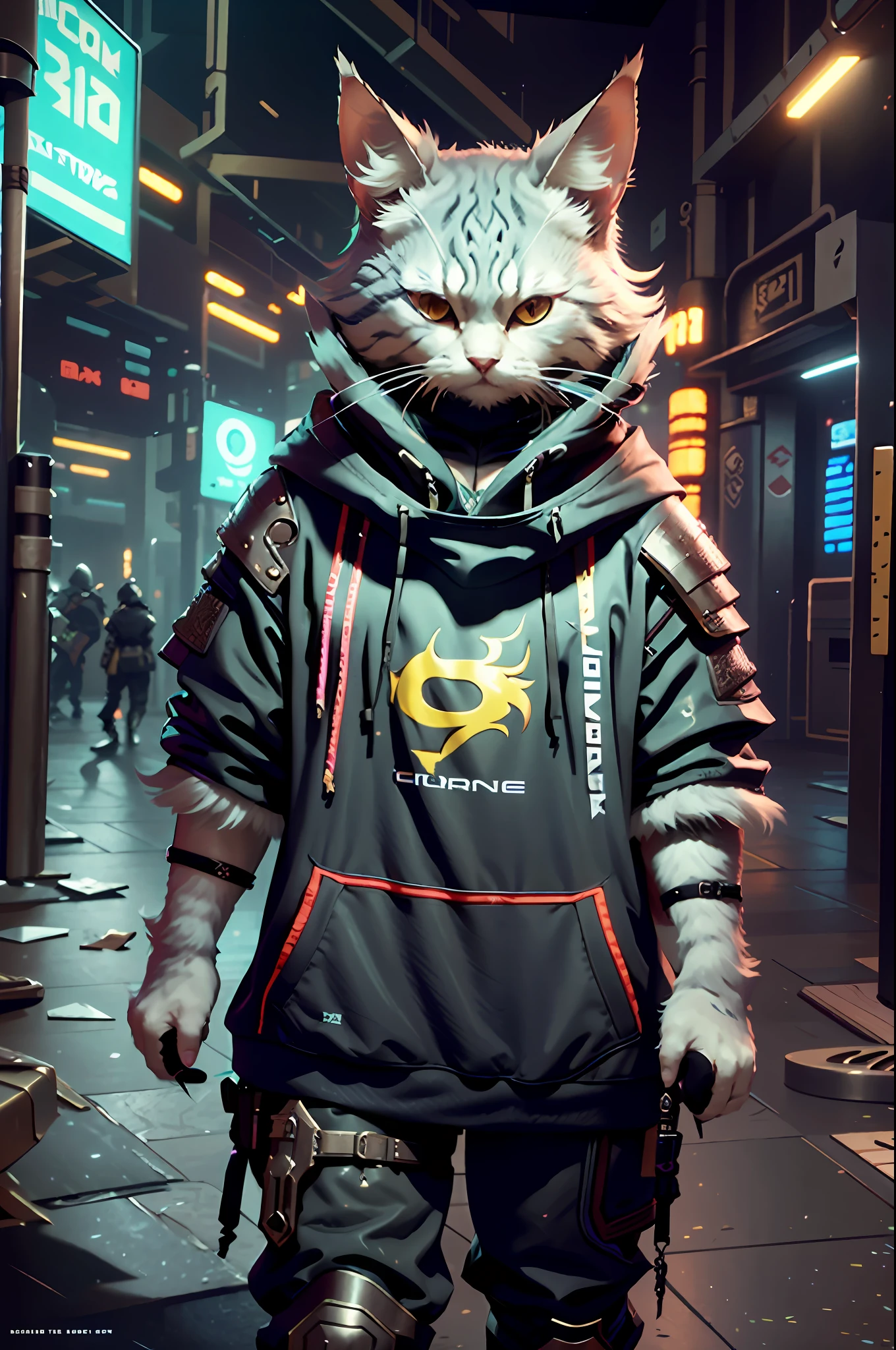 c4ttitude， stratagem， Focus on your eyes， furred， challenger， Agility， spellbinding， Cyberpunk clothing，nylon， Fast claws， arena， The digital realm， stratagem， Showdown， game scenes，Masterpiece, Best quality, Ultra-detailed,8K wallpaper,Hyper-Resolution， Unreal 5